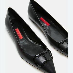 Carolina Herrera Black Leather Flats